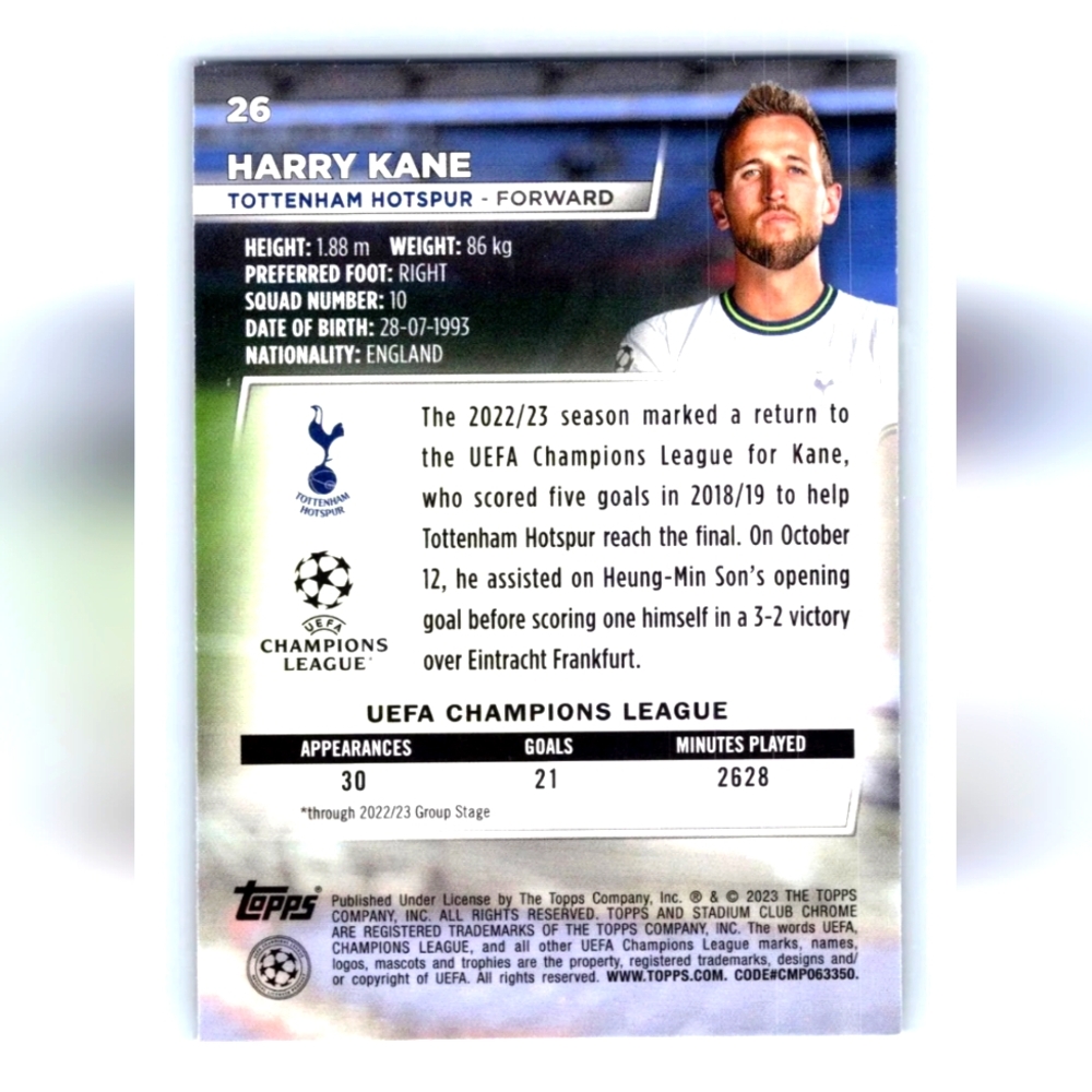 Harry Kane ⚽ Soccer Trading Card 🔥 Bayern Munich 🇬🇧 England - Picture 2 of 2